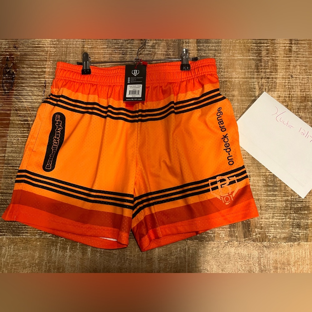 Baseball Lifestyle 101 On Deck Orange Crayon Shorts Adult